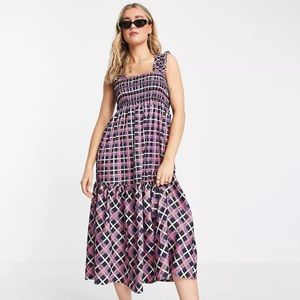 French Connection plaid smocked dress